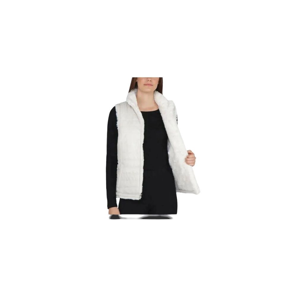 Nicole Miller Woman's Reversible Vest Faux Fur Ivory Quilted‎ SZ XL